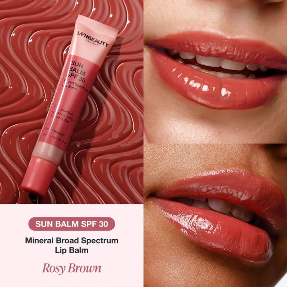 NEW INNBEAUTY Project Sun Balm SPF 30 Rosy‎ Brown Mineral Lip Balm Hydrating UV